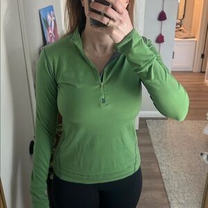 ALO Yoga Green Long Sleeve Quarter-Zip Top